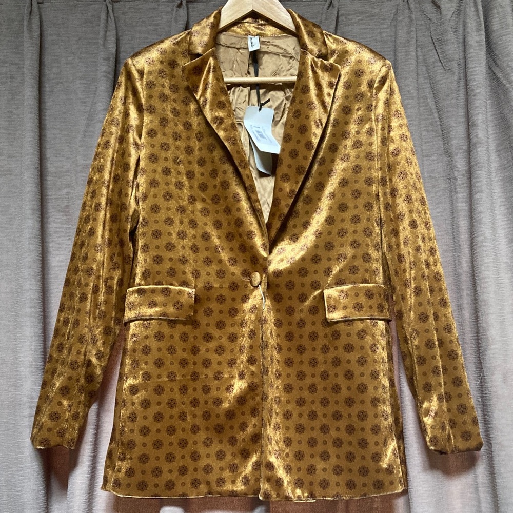 Italian Short Velvet Harvest Gold Blazer